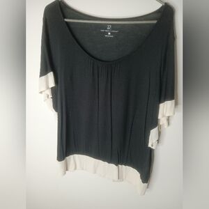 New York & Company Black and Cream Blouse